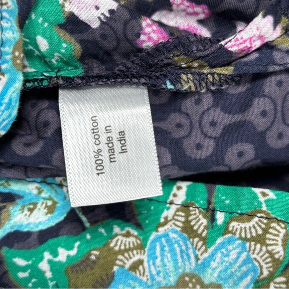 Lane Bryant Floral Blouse Size 22 Cotton Navy Boho Peasant Top Flutter Sleeve - Picture 4 of 8